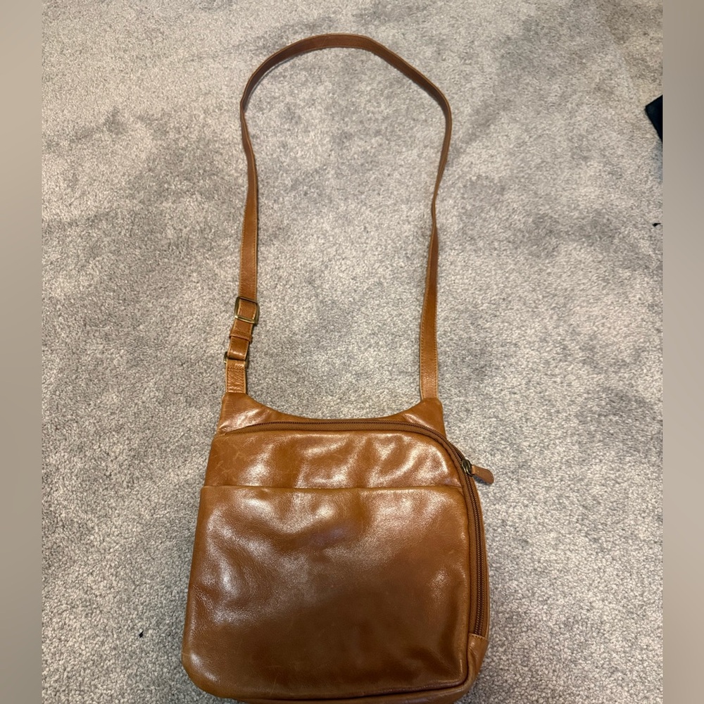 Derek Alexander Brown Leather Crossbody Bag - Adjustable Strap